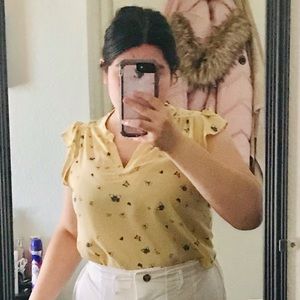 Yellow XL blouse with butterfly pattern